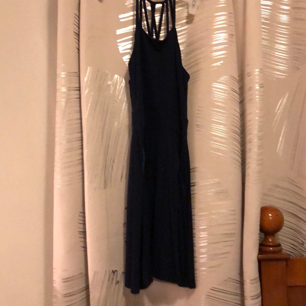 Dark Blue Strappy Dress with Pockets- size 1/2